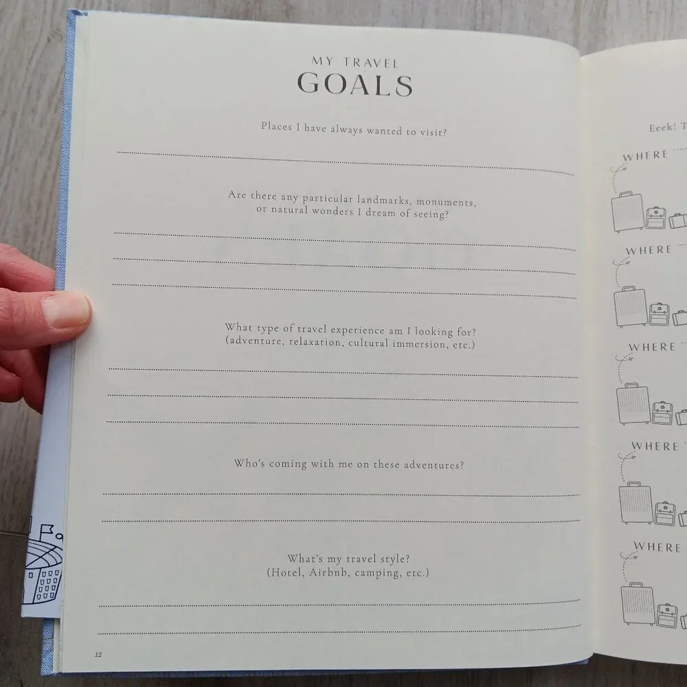 My Travel Journal Hardcover Blue 15 Trips Google Sheet Download 210 Pages Gifts